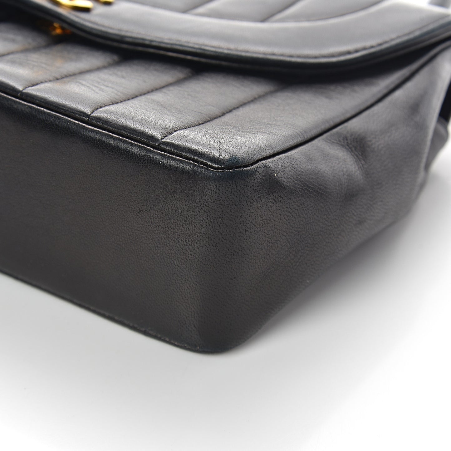 Lambskin Vertical Quilted CC Flap Shoulder Bag Black