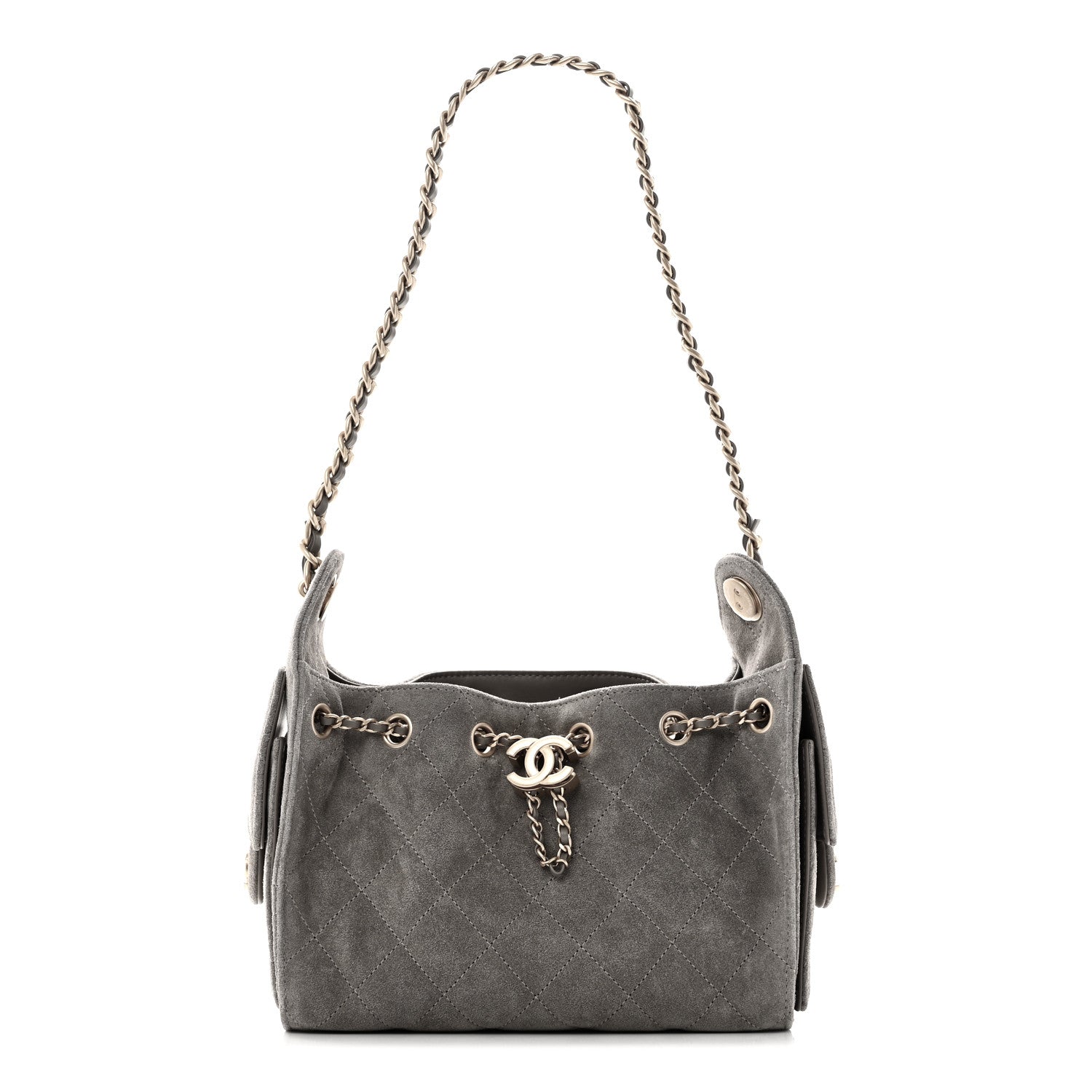 Chanel Suede Quilted Mini Chanel 25 Handbag Dark Grey 1 of 11