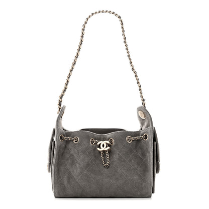 Chanel Suede Quilted Mini Chanel 25 Handbag Dark Grey 1 of 11