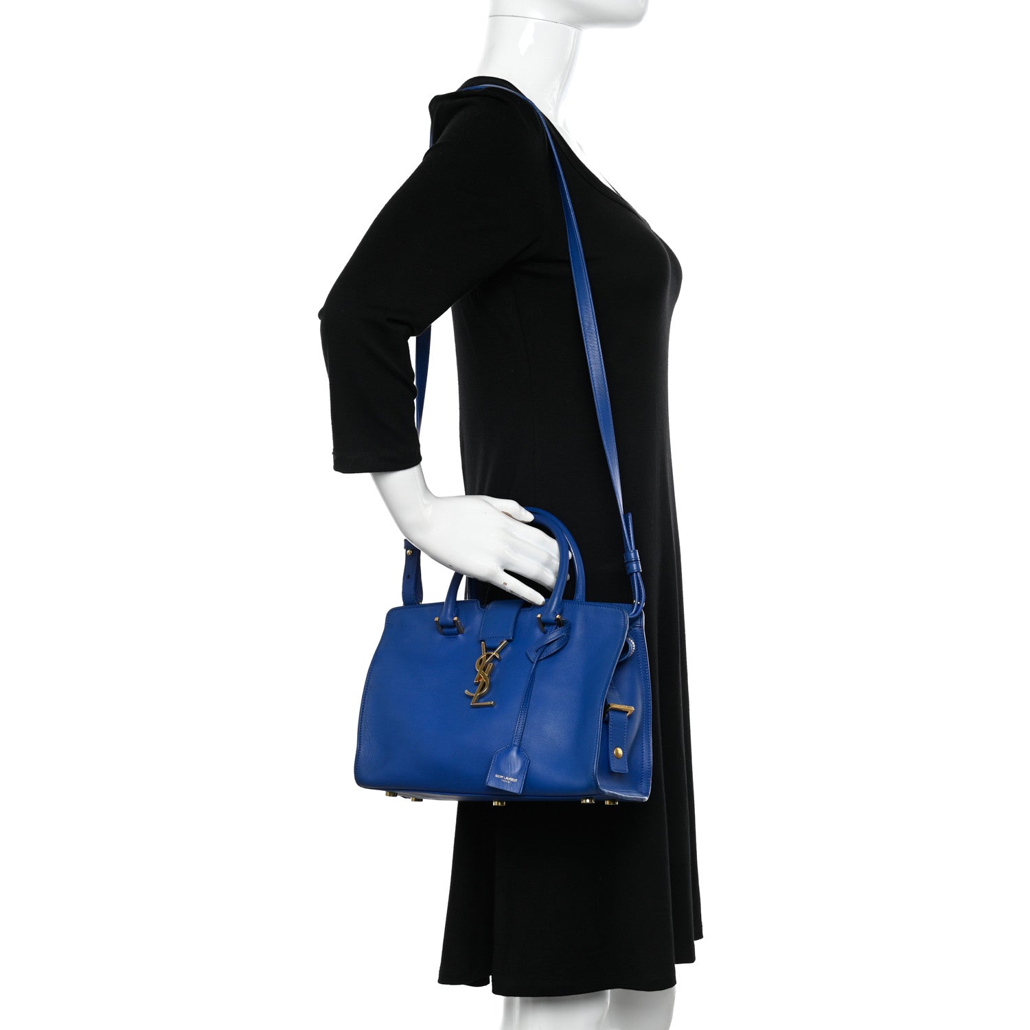 Saint Laurent Calfskin Monogram Baby Cabas Blue Majorelle 2 of 14