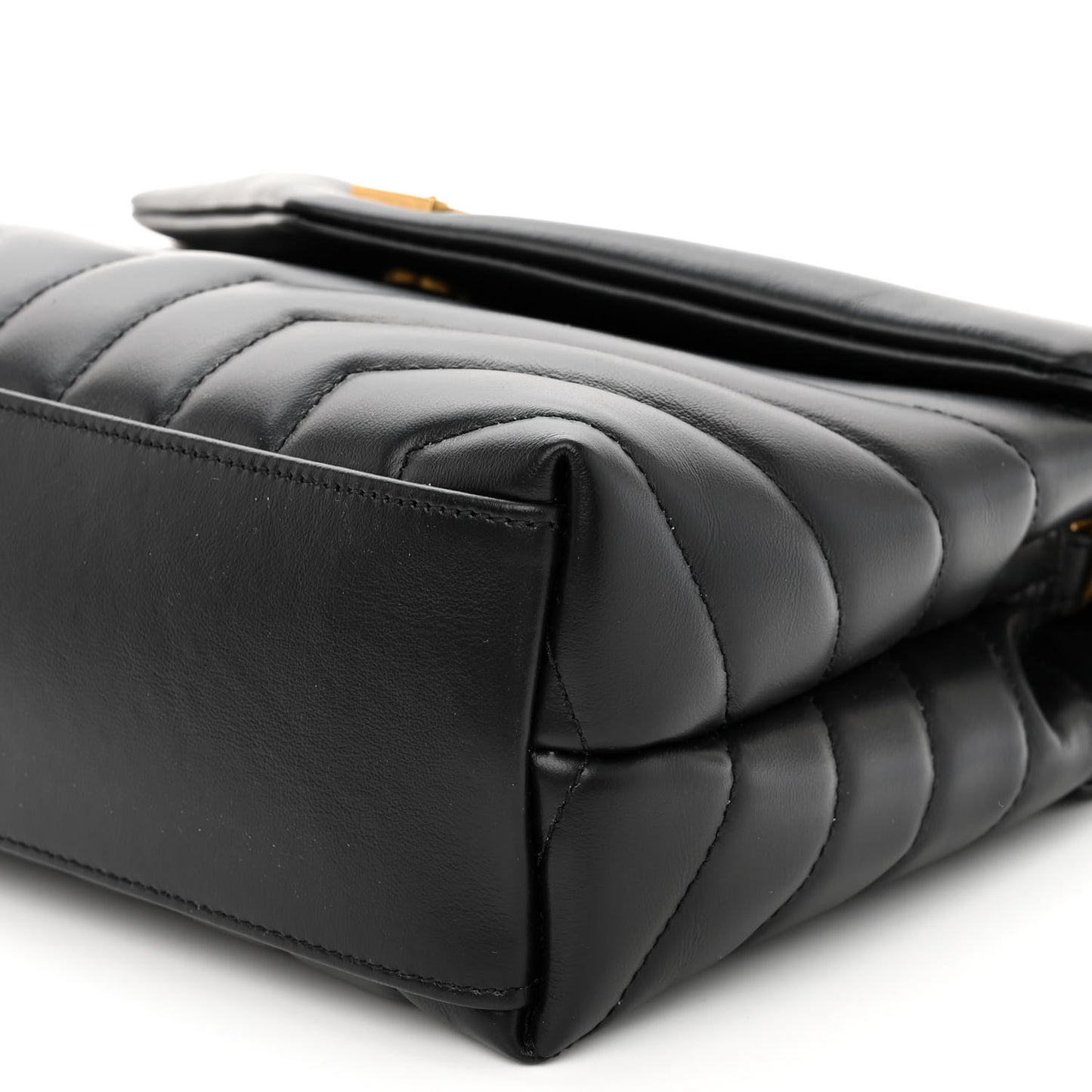 Calfskin Y Quilted Monogram Small Loulou Chain Satchel Black