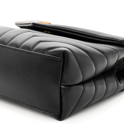 Saint Laurent Calfskin Y Quilted Monogram Small Loulou Chain Satchel Black 9 of 10