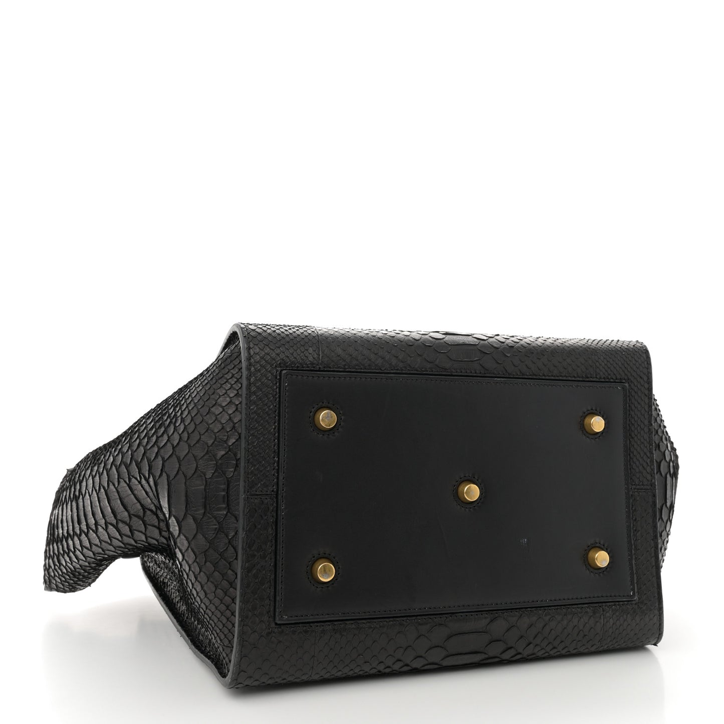 Snakeskin Small Tie Knot Tote Black