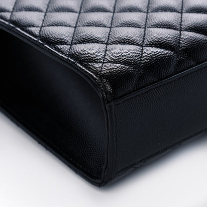 Saint Laurent Calfskin Mixed Matelasse Triquilt Large Monogram Satchel Black 10 of 12