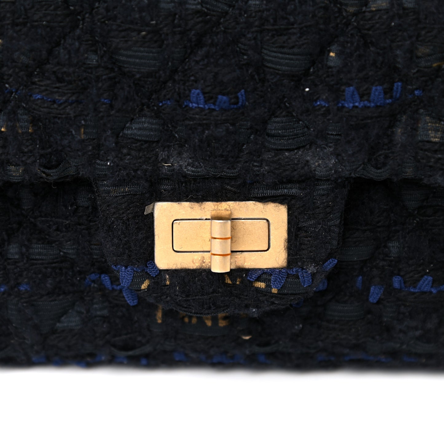 Tweed Quilted 2.55 Reissue 225 Flap Black Gold Navy