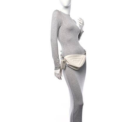 Prada Grace Lux Triangle Shoulder Bag White 2 of 8