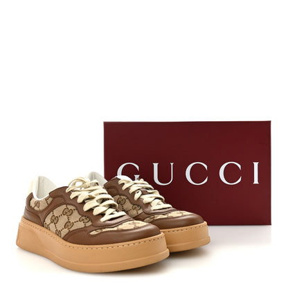 Gucci Calfskin GG Monogram Womens Platform 55mm Sneakers 38.5 Hezelnut Beige Ebony Mystic White 10 of 10