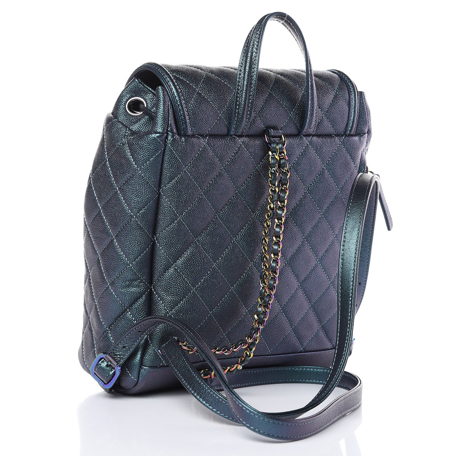 Chanel Iridescent Caviar Quilted Filigree Backpack Dark Turquoise 3 of 10