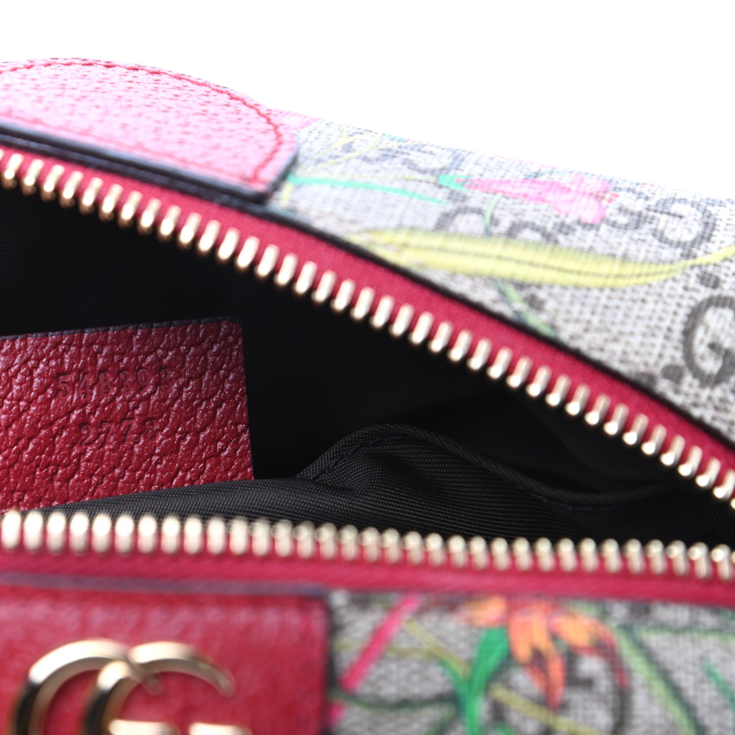 Gucci Soft GG Supreme Monogram Flora Calfskin Medium Ophidia Cosmetic Case Beige Ebony Multicolor Rosso 7 of 10