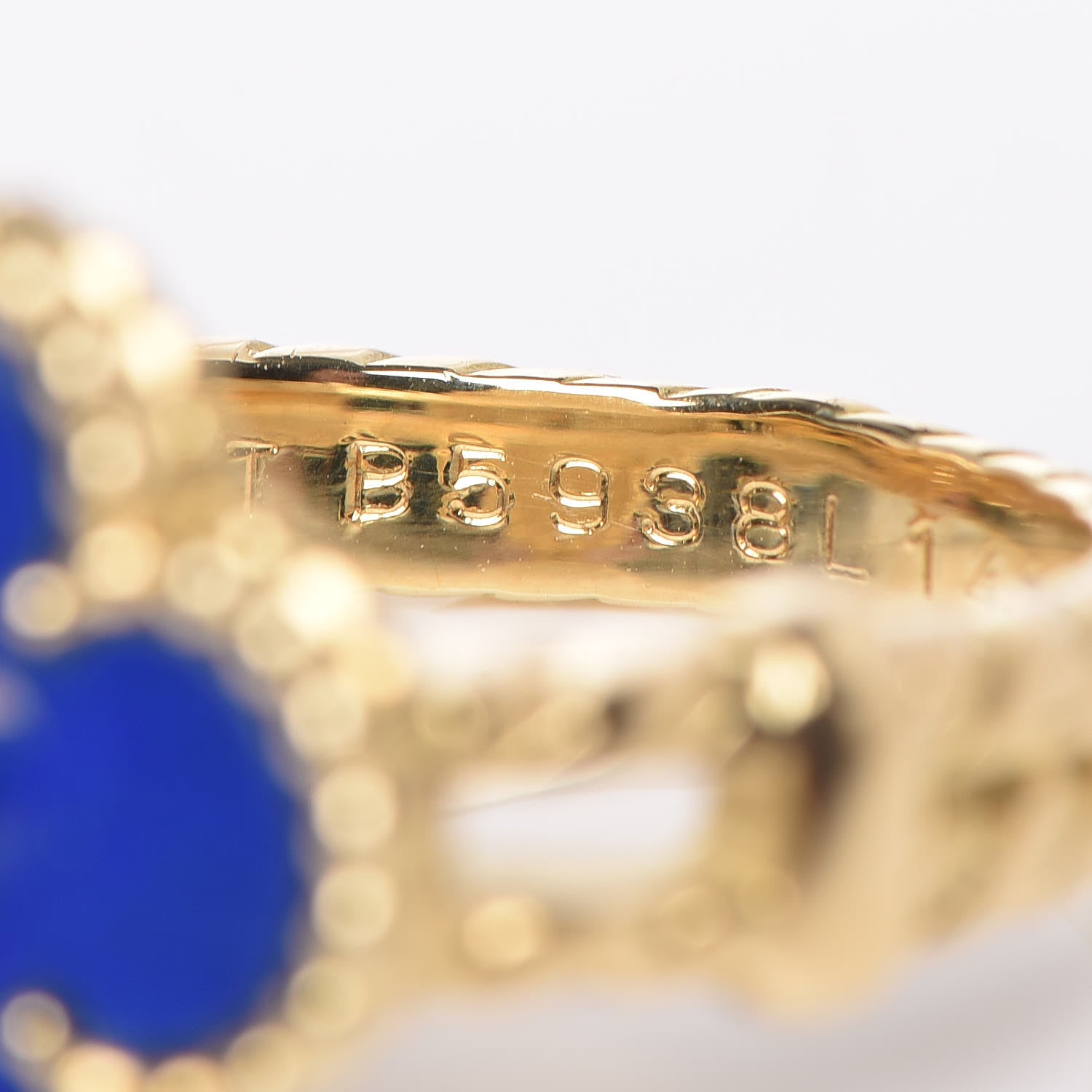 Van Cleef & Arpels 18K Yellow Gold Diamond Lapis Lazuli Vintage Alhambra Ring 52 6 6 of 7