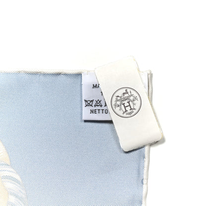 Hermes Silk Tulipomanie Detail Scarf 45 Bleu Glacier Ardoise White 2 of 5