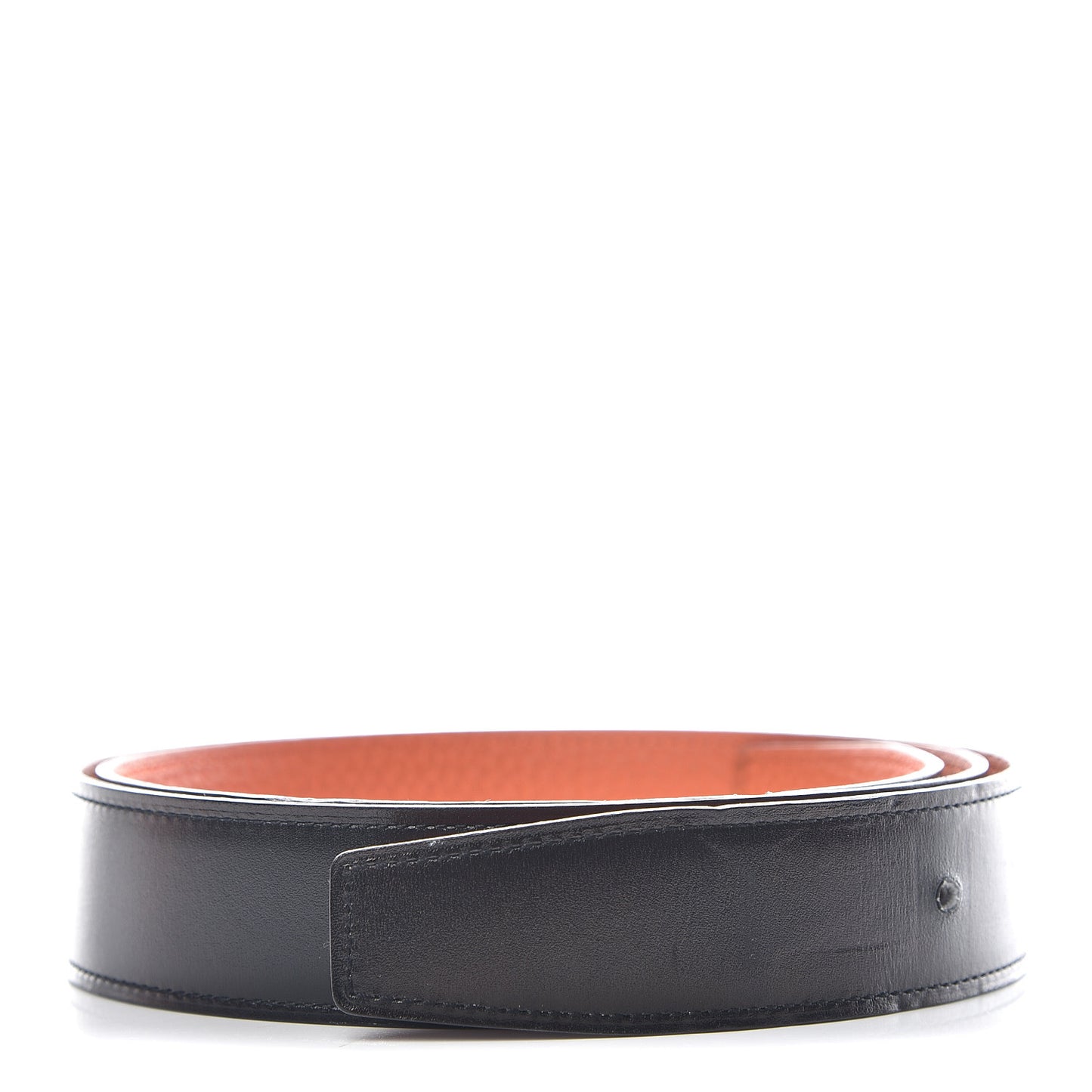 Box Taurillon Clemence 32mm Belt Strap 90 Orange Black