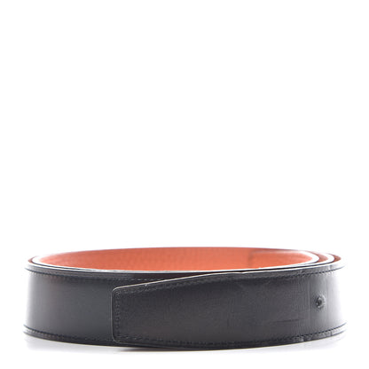 Hermes Box Taurillon Clemence 32mm Belt Strap 90 Orange Black 1 of 9
