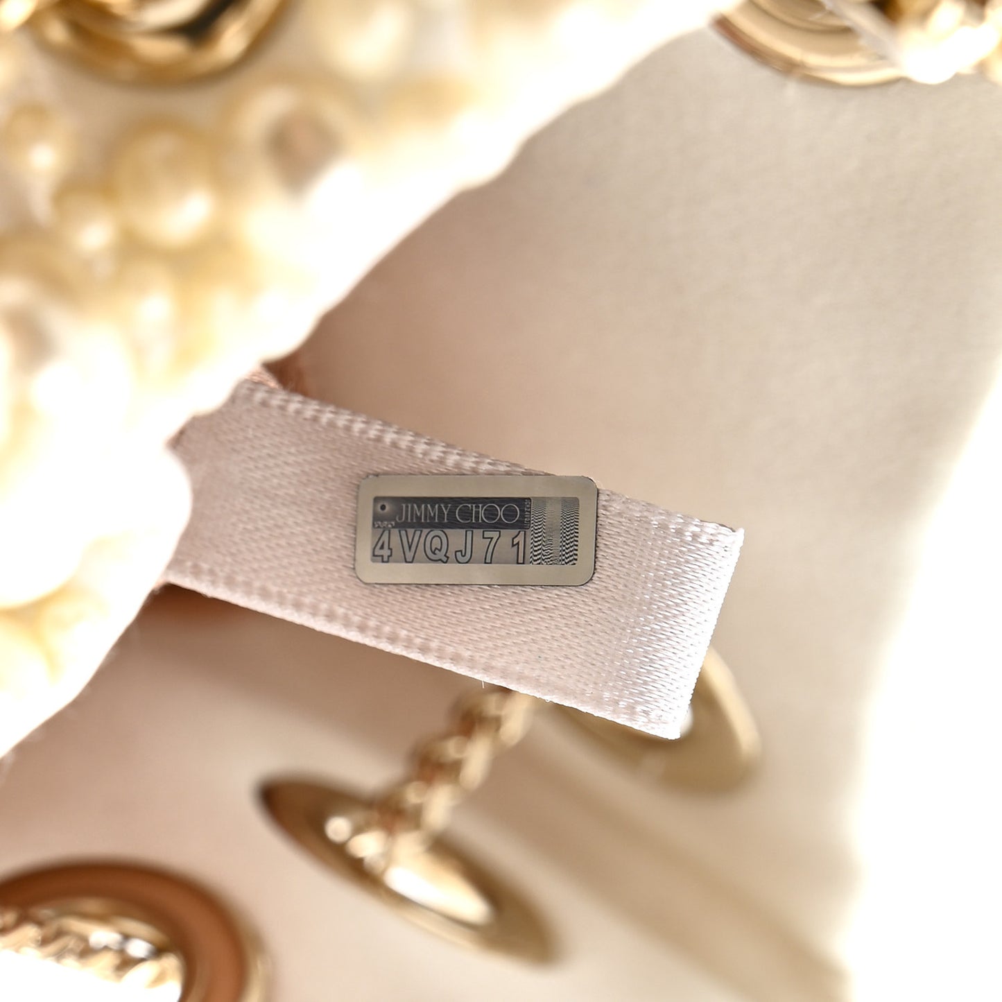 Satin Pearl Embellished Bon Bon Bag Ivory
