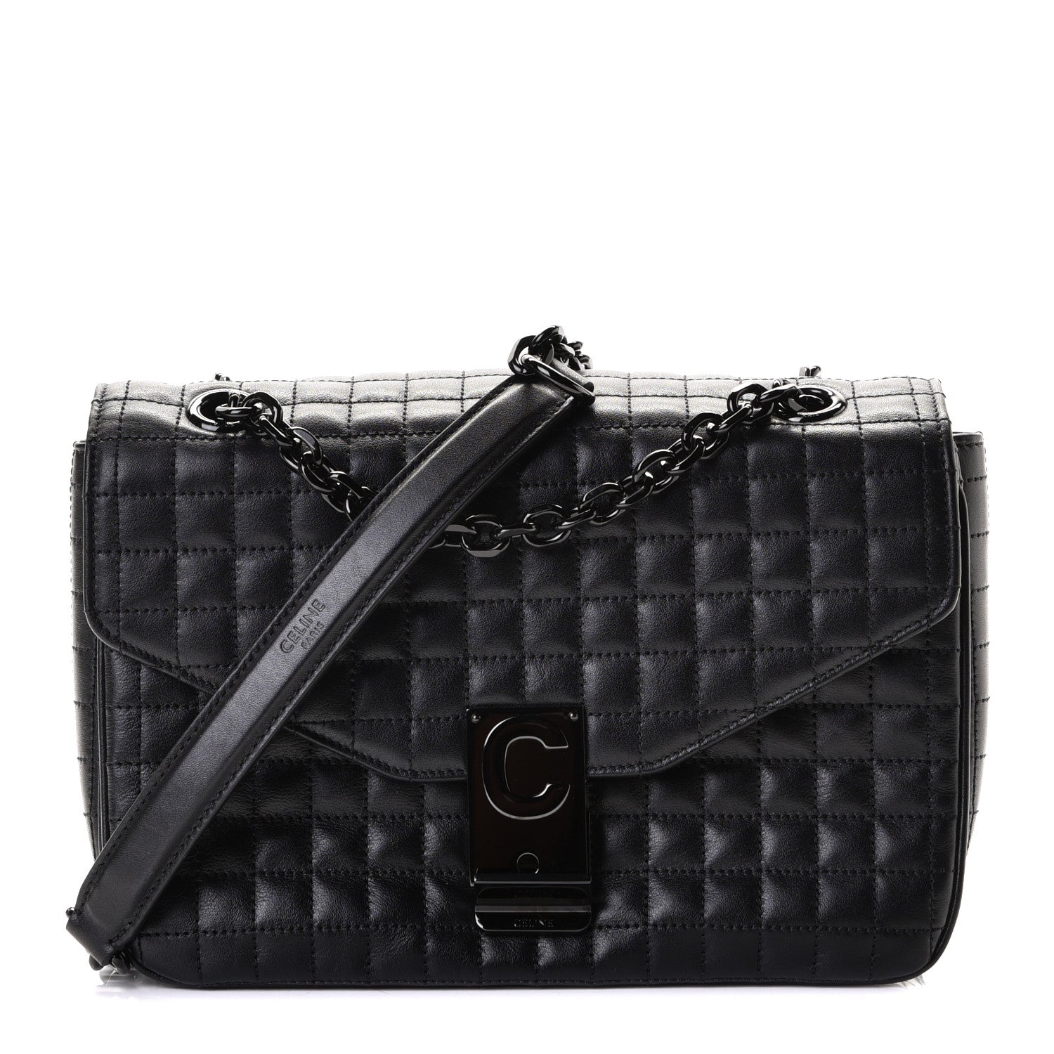 Celine Calfskin Quilted Medium C Bag Black 1 of 6
