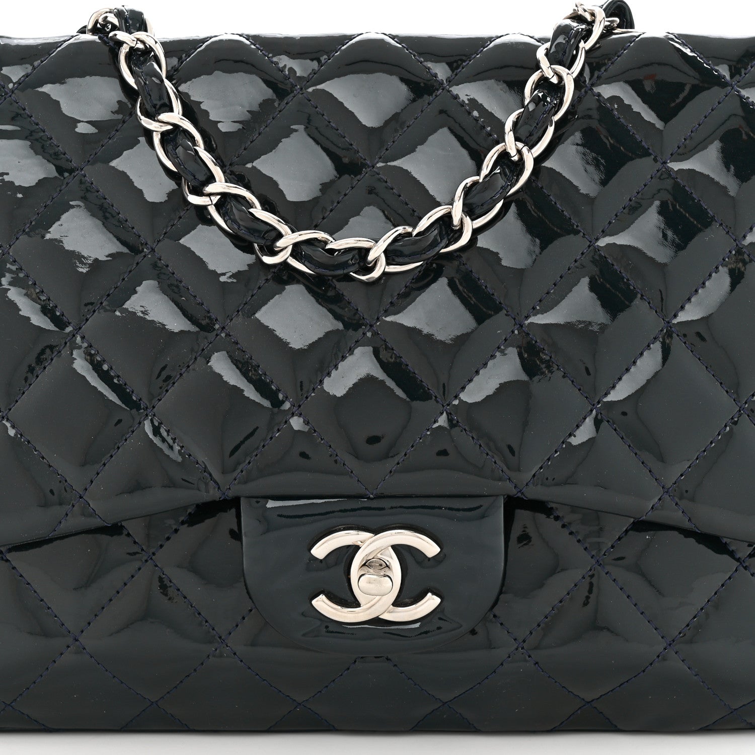 Chanel Patent Quilted Maxi Single Flap Blue 8 of 11