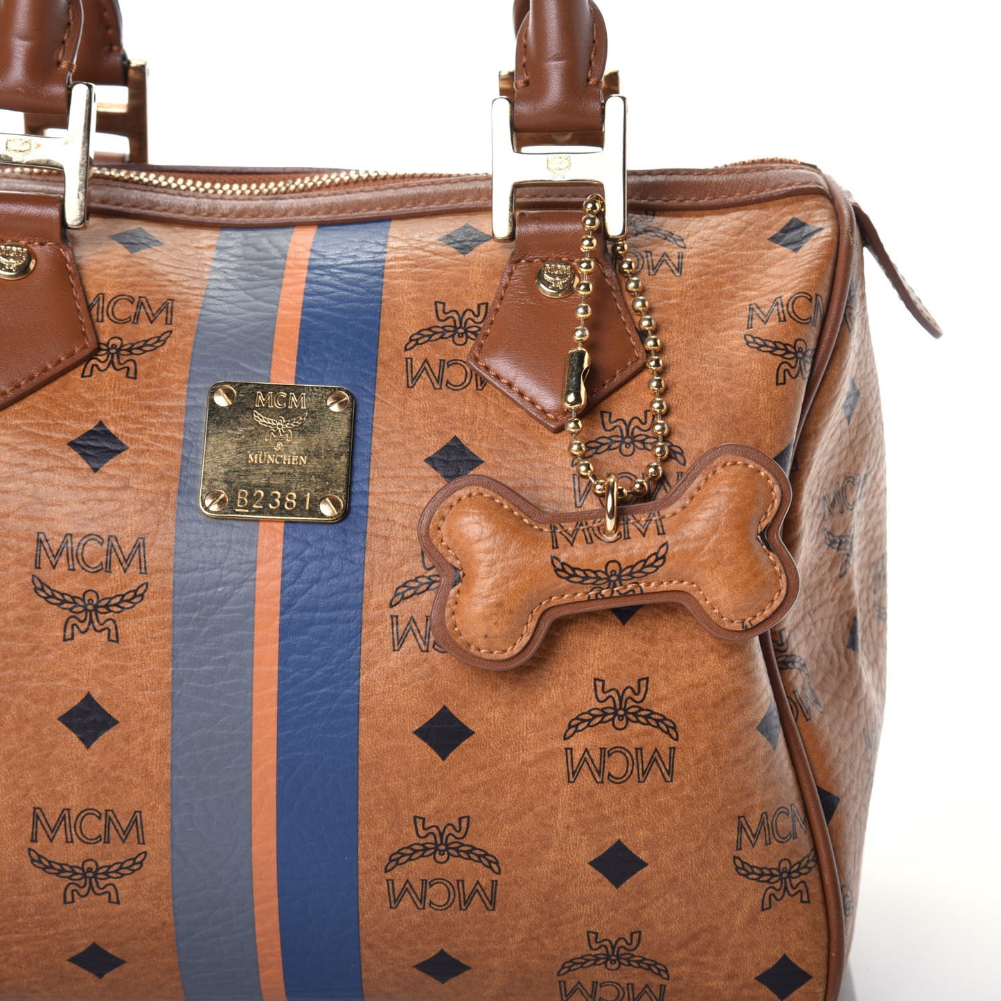 Visetos Dog Bone Boston Bag Cognac