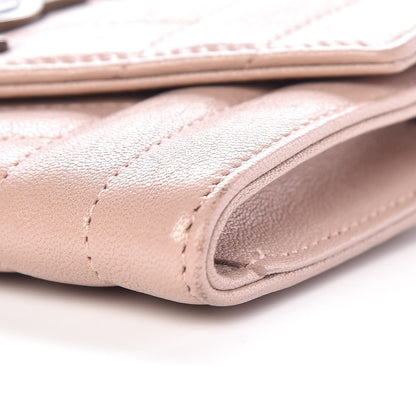 Saint Laurent Lambskin Mixed Matelasse Chevron Small Monogram Envelope Wallet Nude 9 of 10