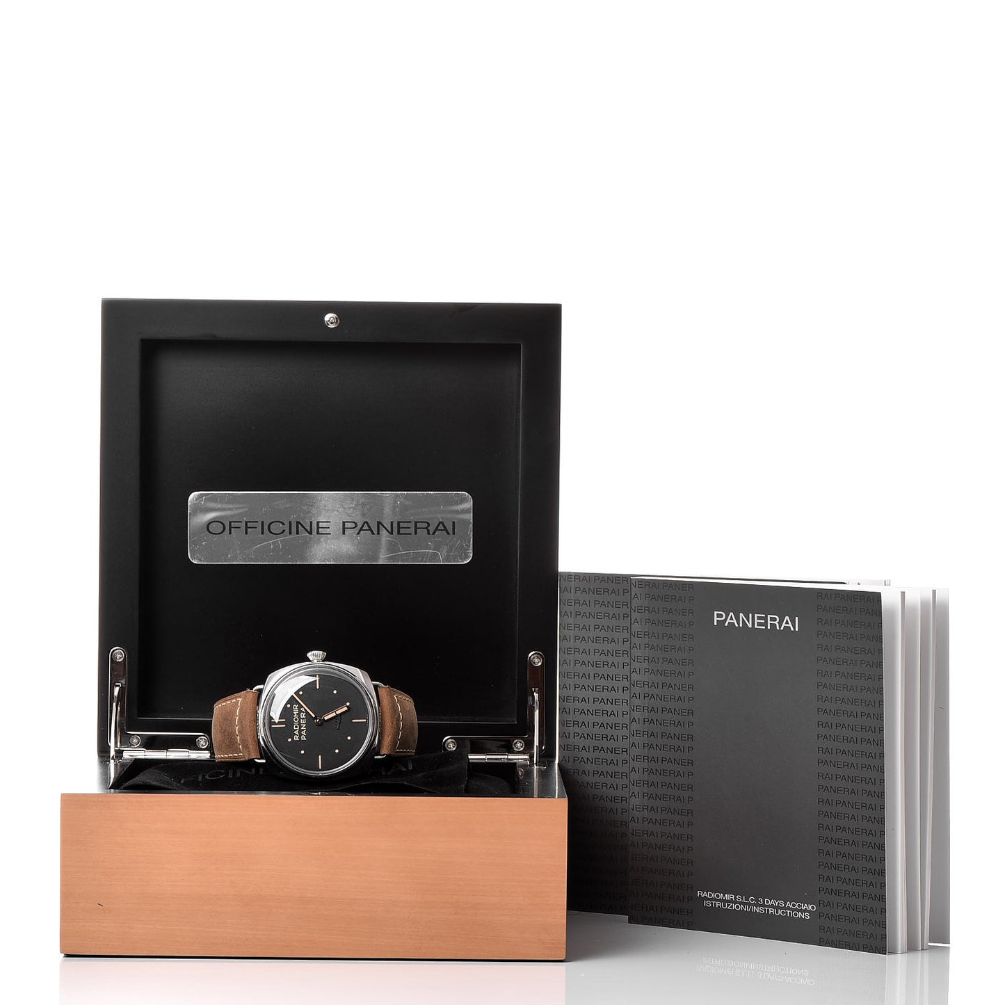 Stainless Steel Calfskin 47mm Radiomir S.L.C Manual Winding Watch Black PAM00425