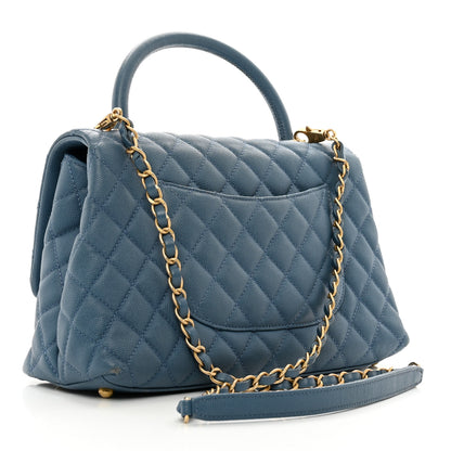 Chanel Caviar Quilted Small Coco Handle Flap Blue 3 of 12