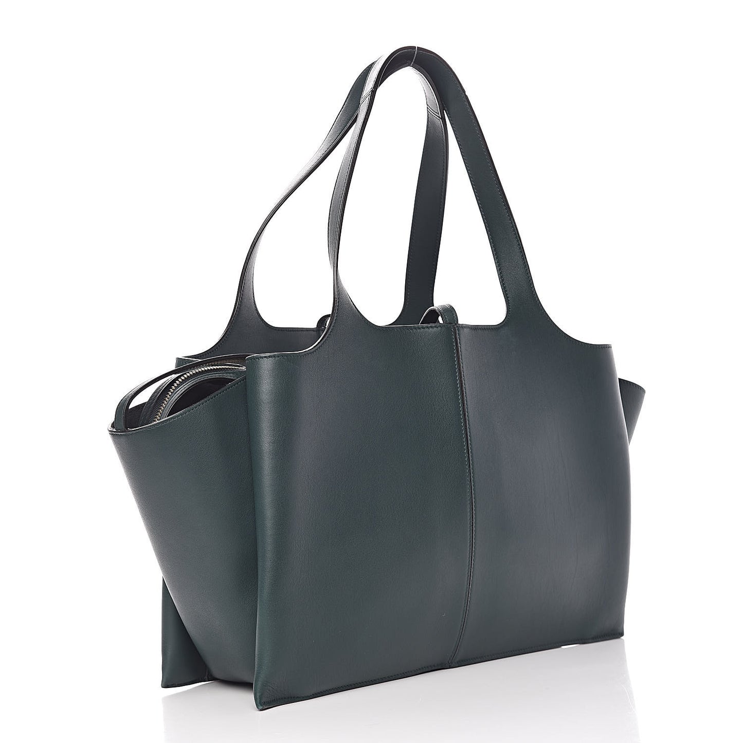 Calfskin Medium Tri-Fold Bag Bottle Green