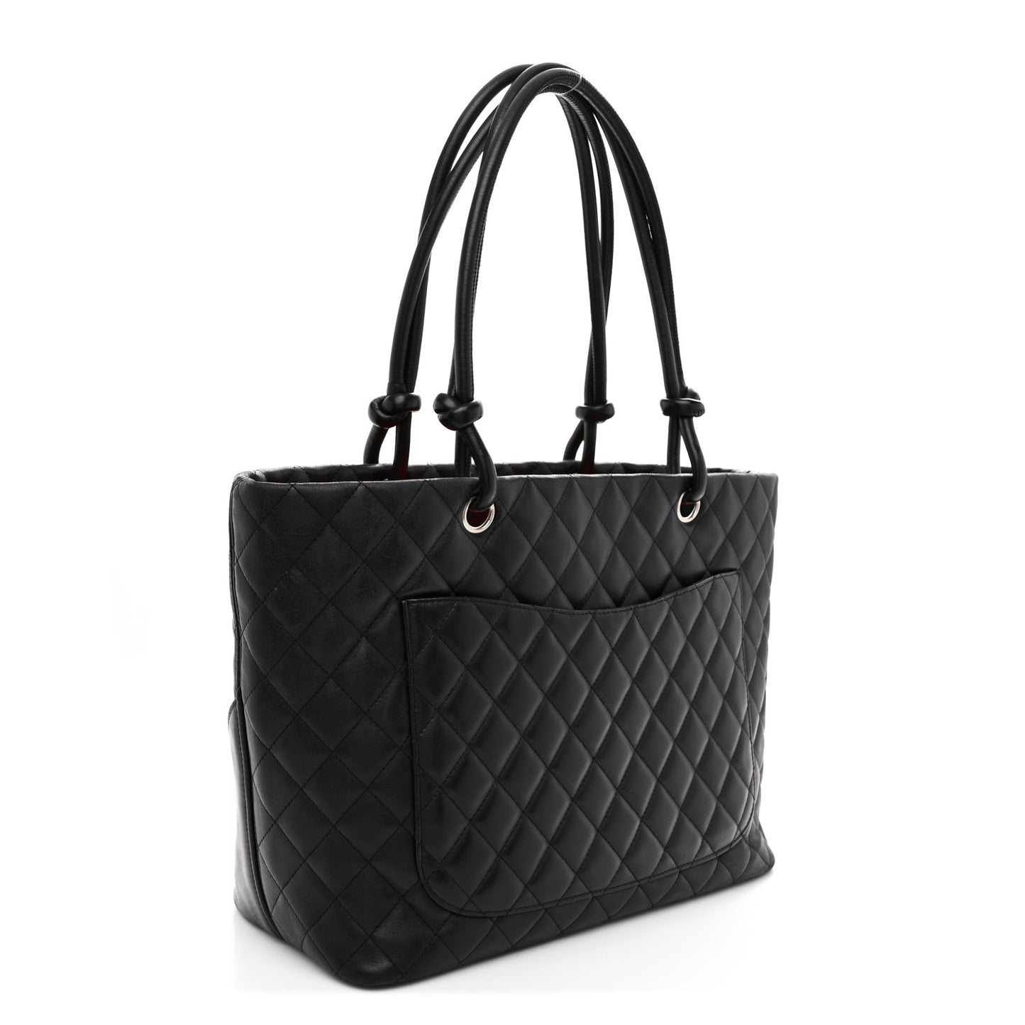 Calfskin Quilted Large Cambon Tote Black White Black White