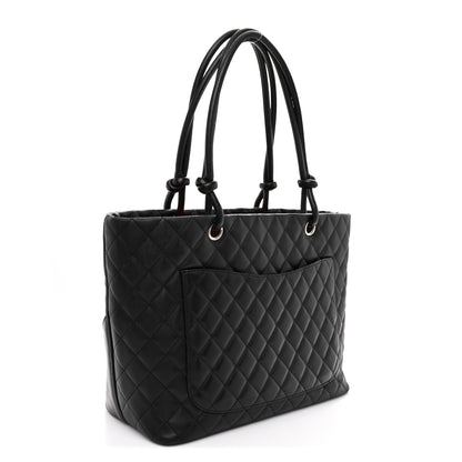 Chanel Calfskin Quilted Large Cambon Tote Black White Black White 3 of 14