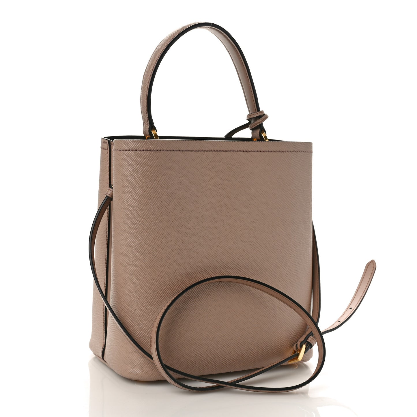 Saffiano Cuir Medium Panier Bucket Bag Cipria Black