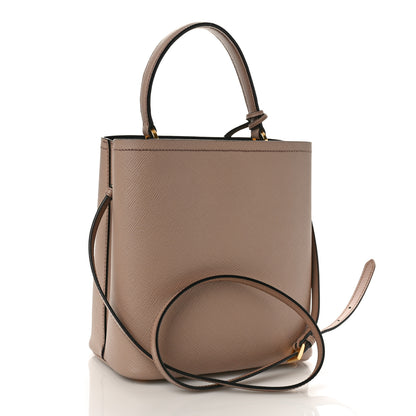 Prada Saffiano Cuir Medium Panier Bucket Bag Cipria Black 2 of 9