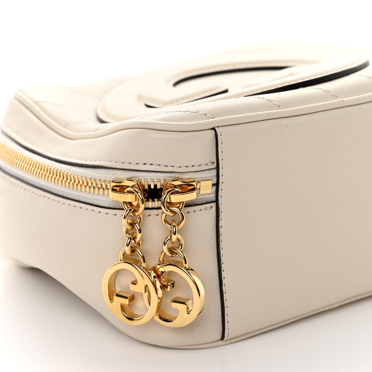 Sakai Be Green Calfskin Diagonal Stitched Blondie Top Handle Bag Mystic White