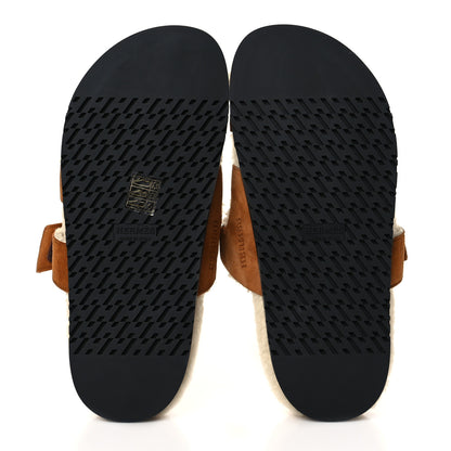 Hermes Suede Goatskin Woolskin Womens Chypre Sandals 37 Naturel Ecru 5 of 8