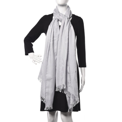 Hermes Cashmere Silk New Libris Stole Gris Nuage 2 of 6