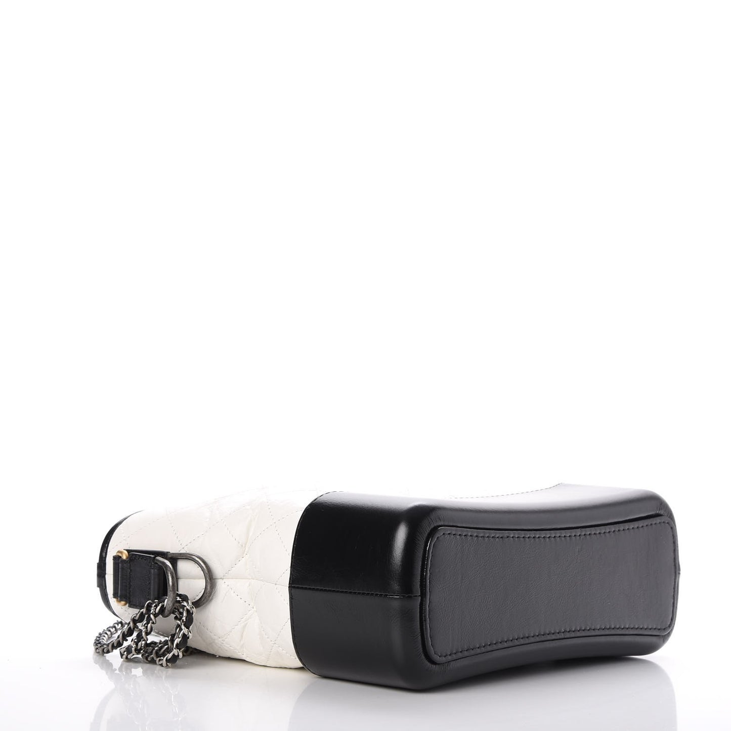 Aged Calfskin Quilted Medium Gabrielle Hobo Black White