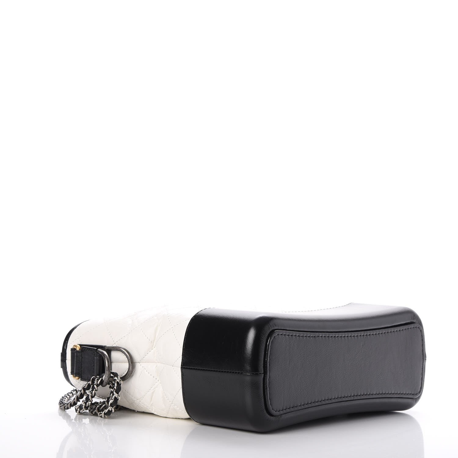 Chanel Aged Calfskin Quilted Medium Gabrielle Hobo Black White 4 of 8