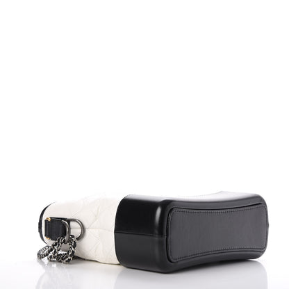 Chanel Aged Calfskin Quilted Medium Gabrielle Hobo Black White 4 of 8