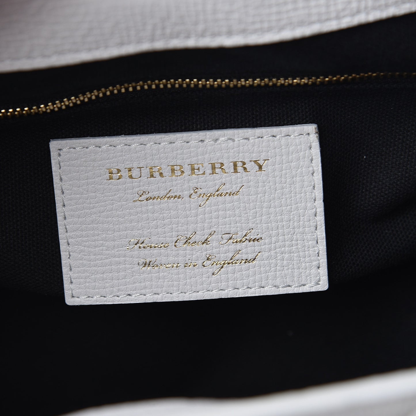 Grainy Calfskin House Check Small Banner Tote Chalk White