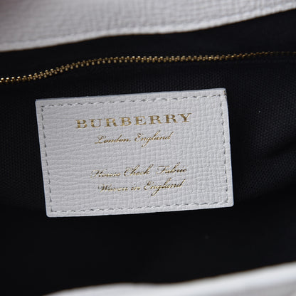 Burberry Grainy Calfskin House Check Small Banner Tote Chalk White 6 of 12