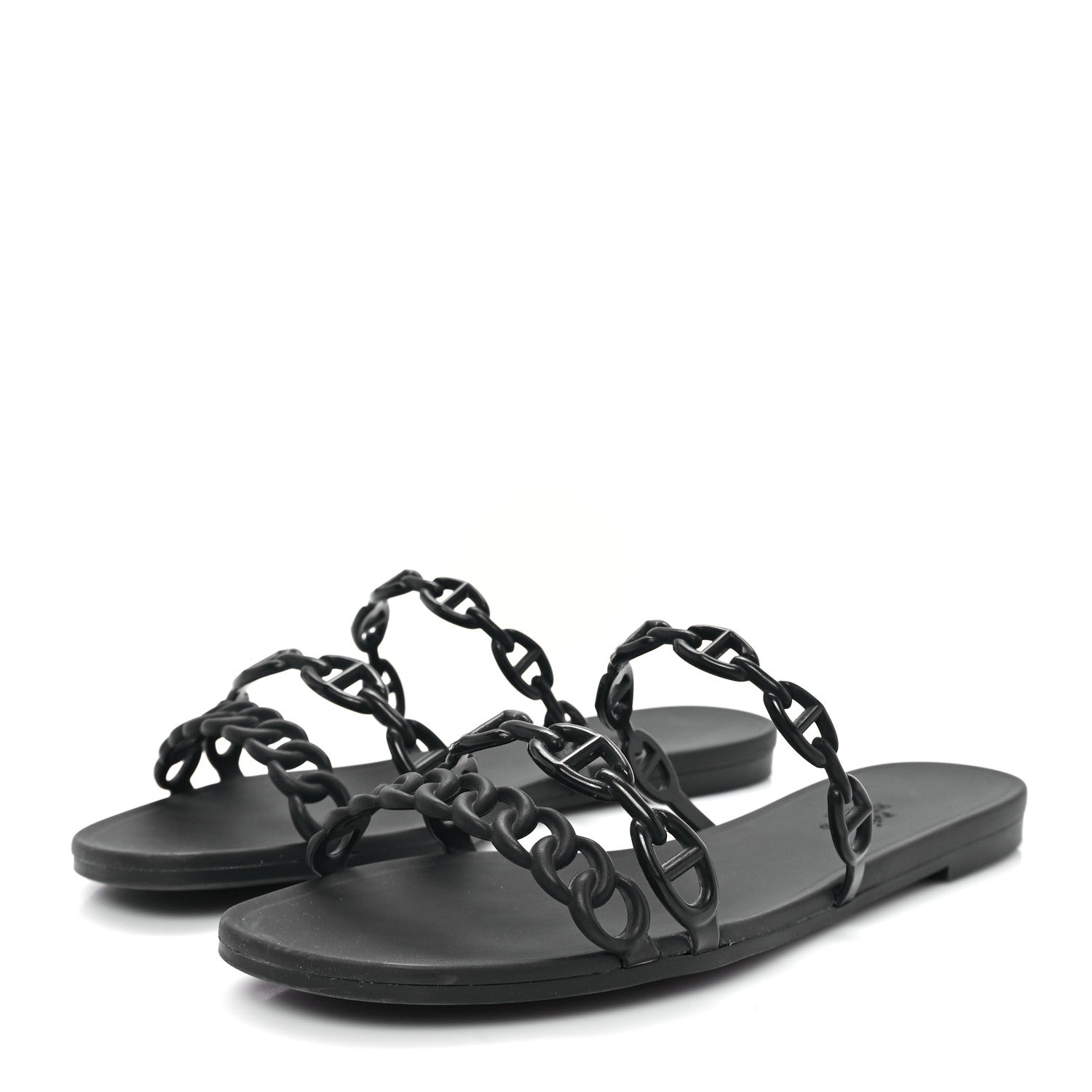 Hermes Rubber Chaine d'Ancre Rivage Sandals 38 Black 4 of 10