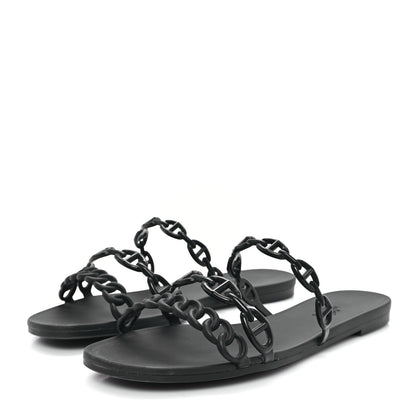 Hermes Rubber Chaine d'Ancre Rivage Sandals 38 Black 4 of 10