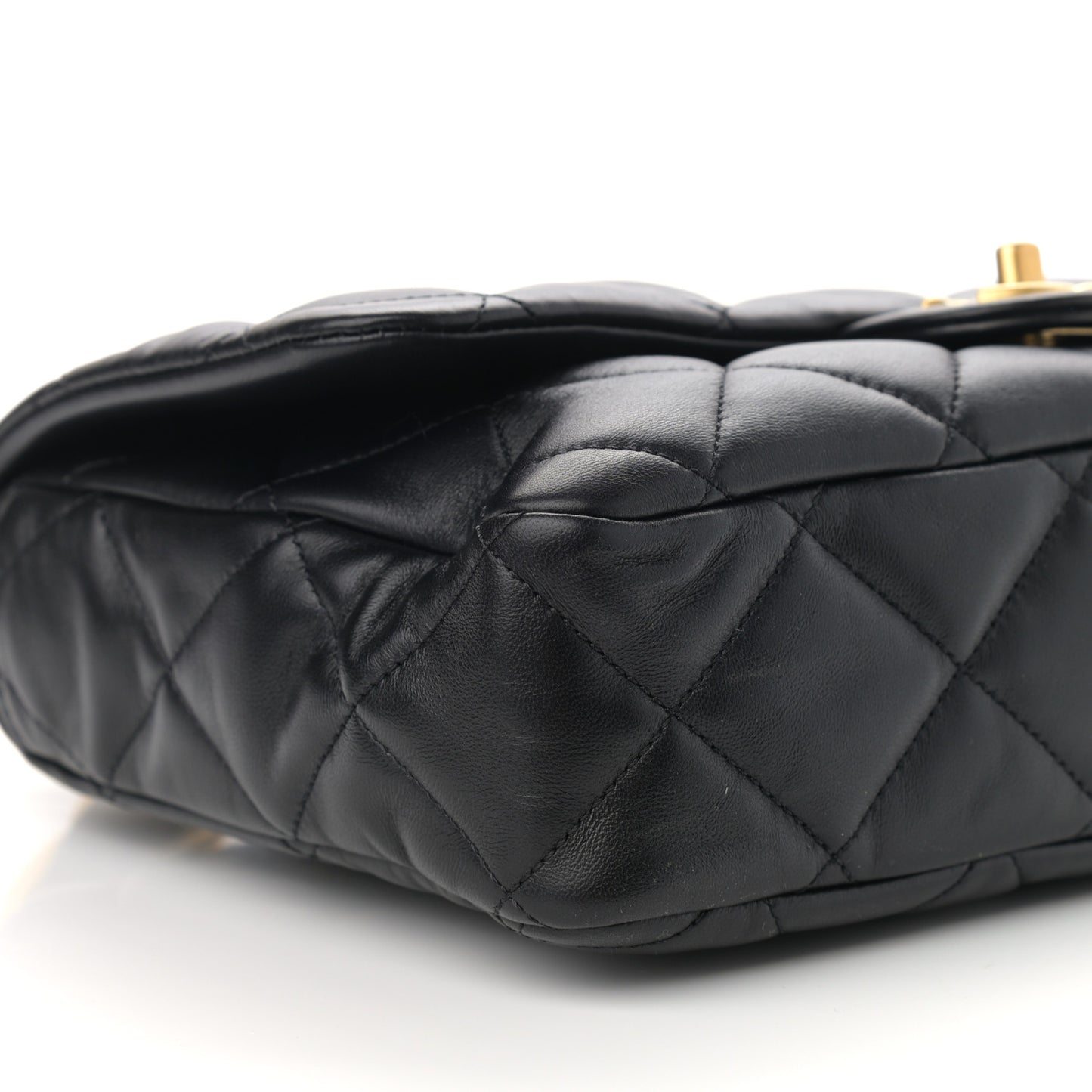 Lambskin Quilted Large CC Funky Town Flap Black