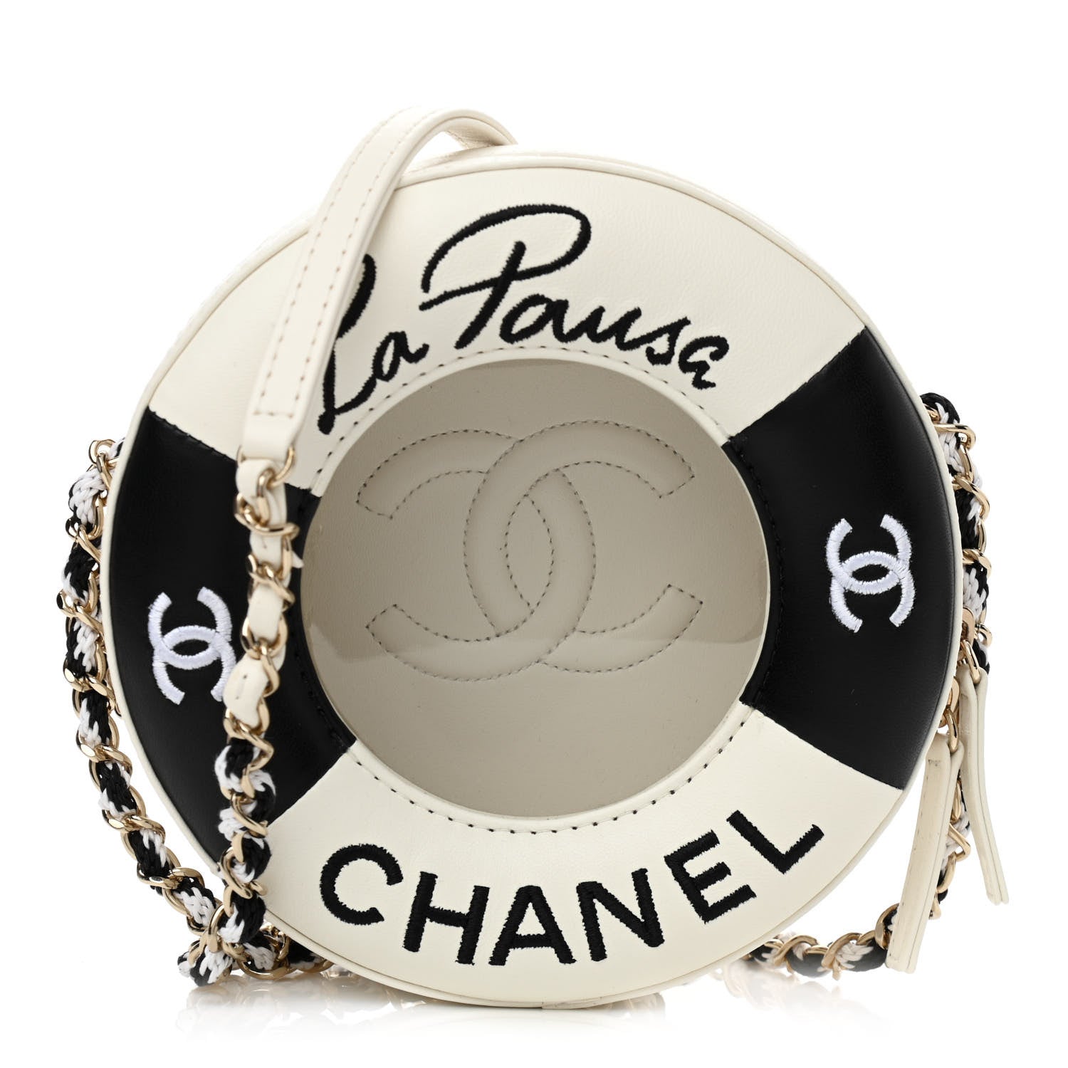 Chanel Lambskin Coco Lifesaver Round Bag Black White 1 of 10