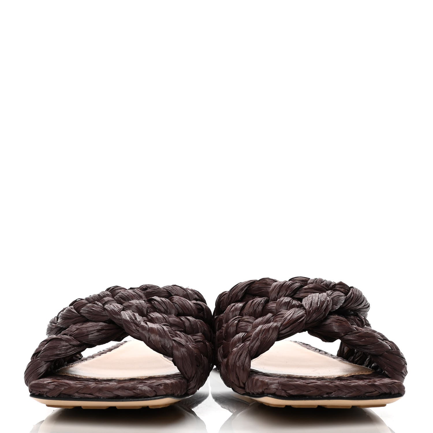 Bottega Veneta Raffia Twisted Intrecciato Stretch Flat Sandals 38 Bitter Chocolate 2 of 10