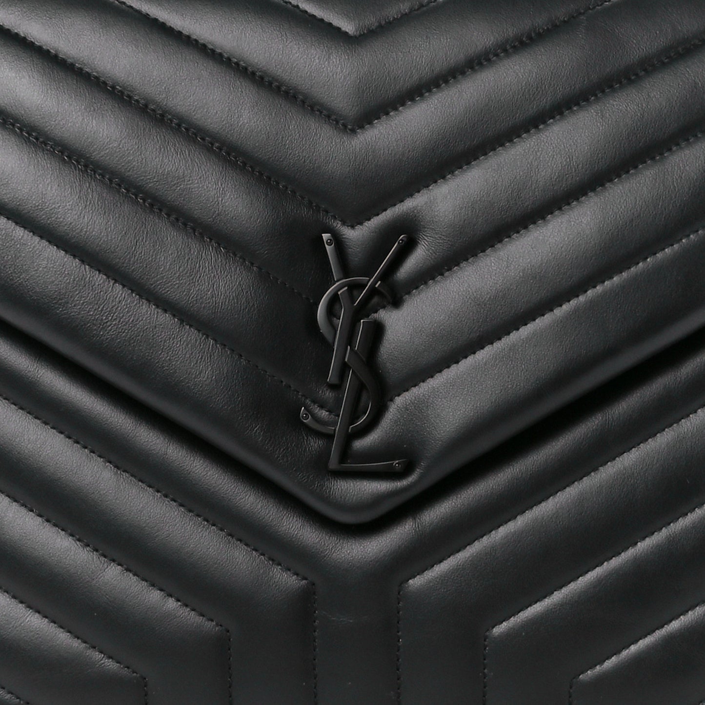 Calfskin Y Quilted Monogram Monochrome Large Loulou Chain Satchel Black