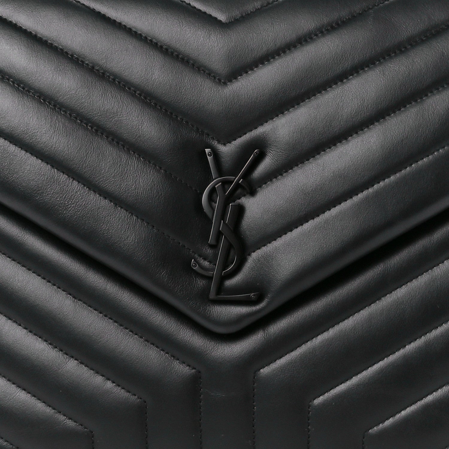 Saint Laurent Calfskin Y Quilted Monogram Monochrome Large Loulou Chain Satchel Black 9 of 12