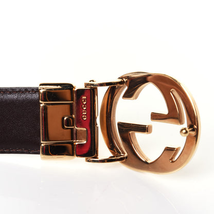 Gucci Calfskin Interlocking G Reversible Belt 90 36 Black Brown 5 of 7