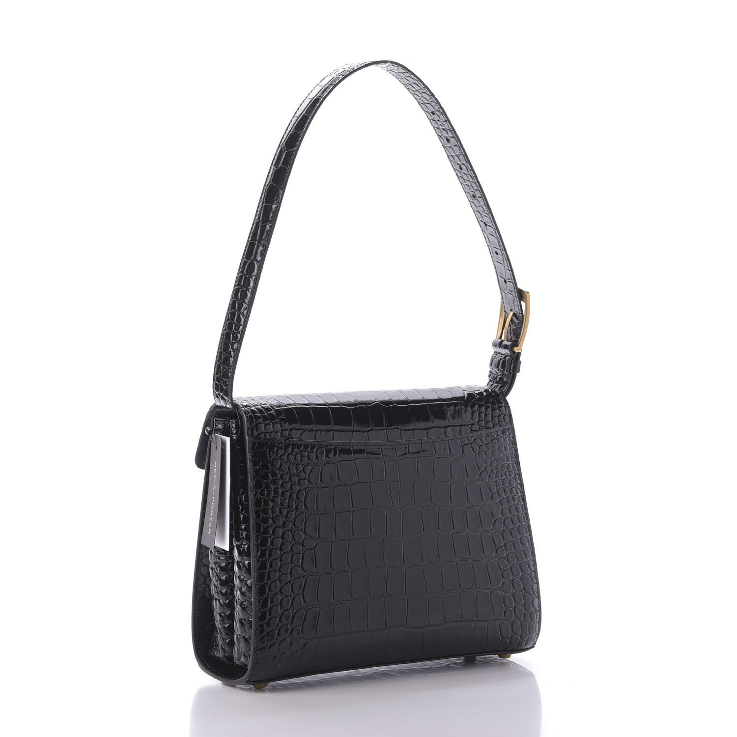Balenciaga Shiny Calfskin Graffiti Logo Crocodile Embossed Medium Ghost Shoulder Bag Black White 3 of 8