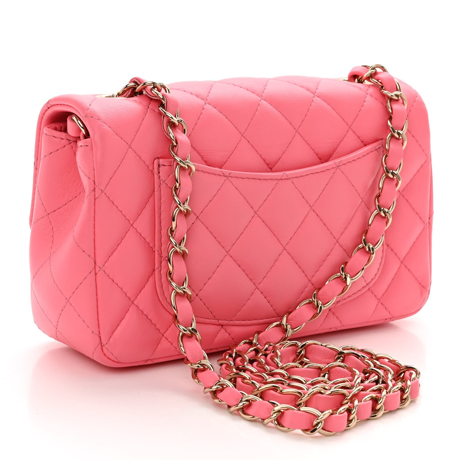 Chanel Lambskin Quilted Mini Rectangular Flap Pink 3 of 14