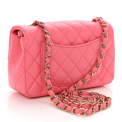 Chanel Lambskin Quilted Mini Rectangular Flap Pink 3 of 14