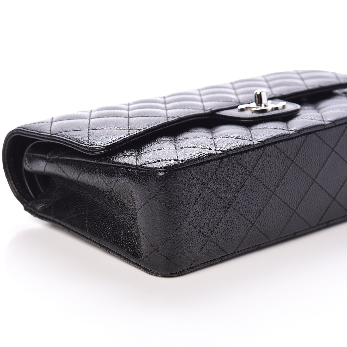 Caviar Quilted Medium Double Flap Black