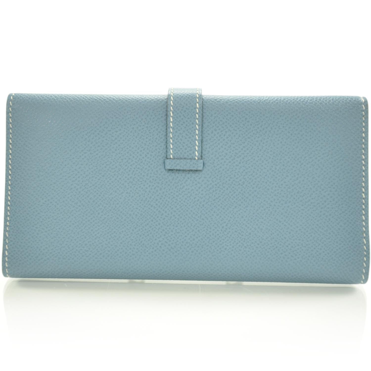 Hermes Veau Epsom Bearn Wallet Blue Jean 4 of 9